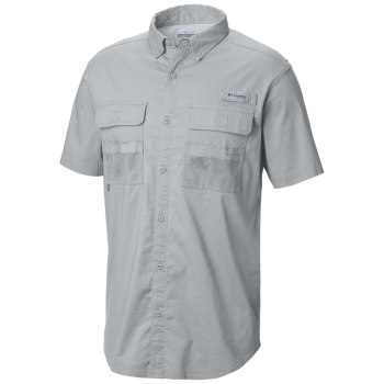 Columbia Overhemd Heren, PFG Half Moon Short Sleeve Grijs, 92LDEKIFZ